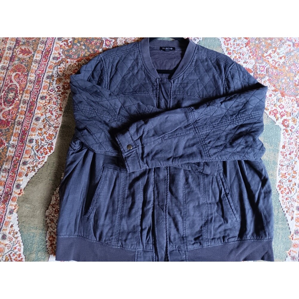Torrid Size 3 Jacket Rayon Linen Dark Gray Zip Up 1X Plus